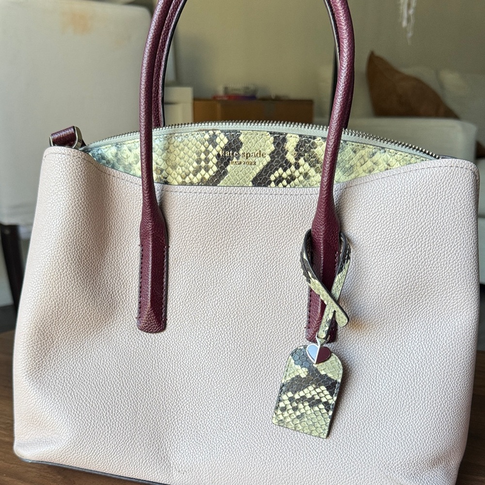 Kate Spade Cream and Burgundy Satchel